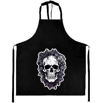 Discover Scary Skull With Flowers Aprons