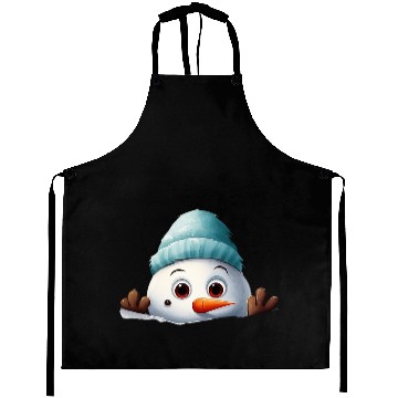 Discover Snowman Christmas watercolor Santa hat Aprons