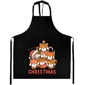 Discover Red Panda Christmas Tree Merry Christmas Aprons