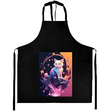Discover Cute Crystal Fantasy Cat Design Aprons