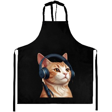 Discover Music Lover Cat V II on Unisex Poly Cotton Aprons