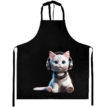 Discover Music Lover Cat V II on Unisex Poly Cotton Aprons