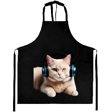 Discover Music Lover Cat V II on Unisex Poly Cotton Aprons
