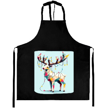 Discover Geometric reindeer with christmas lights Aprons