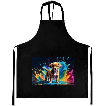 Discover Cute Puppy Made of Liquid Colours Aprons