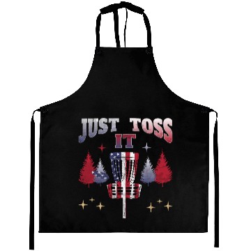 Discover Just Toss It - american flag disc golf basket Aprons