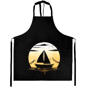 Discover Sailboat moon sailing gift for captain holiday Aprons