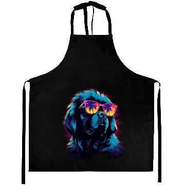 Discover Leonberger Retro Sunset Dog Aprons