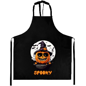 Discover Spooky Cool Halloween Pumpkin Funny Aprons