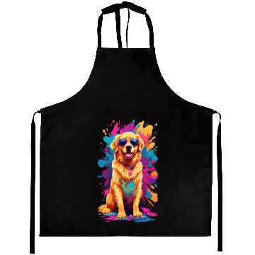 Discover Cool Golden Retriever with Sunglasses Aprons