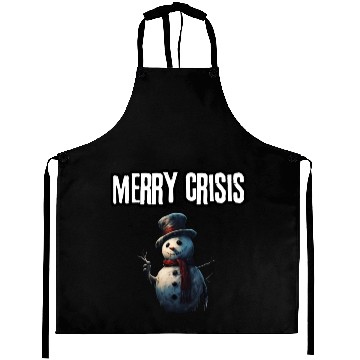 Discover merry crisis, snowman, humorous, merry christmas Aprons