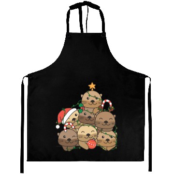 Discover Otter Christmas Tree Funny Animal Christmas Aprons