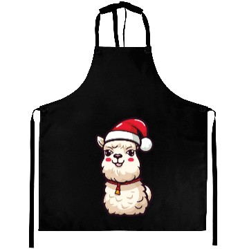 Discover CUte Llama Wearing Santa Hat Aprons