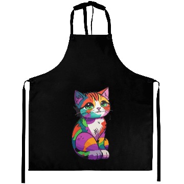 Discover Colorful Cute cat for cat Lovers Aprons