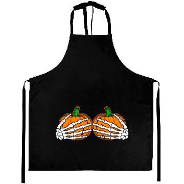 Discover Halloween Skeleton Hands On Chest Pumpkin Boobs Aprons