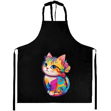 Discover Colorful Cute cat for cat Lovers Aprons