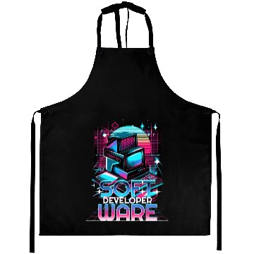 Discover Retro Neon Software Developer Vibes 90s Aprons