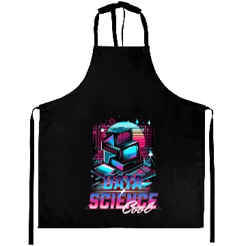 Discover Retro Neon Data Science Vibes 90s Aprons