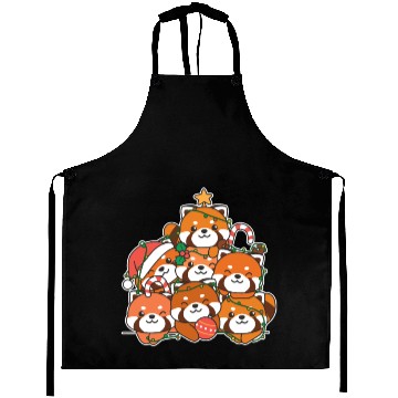 Discover Red Panda Christmas Tree Funny Animal Aprons