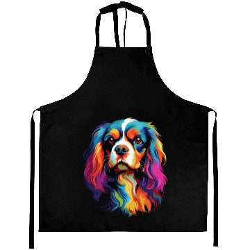 Discover Watercolor Colorful Cavalier King Charles Spaniel Aprons