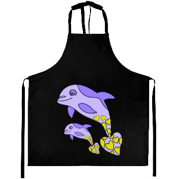 Discover The Endearing Dance of Dolphin Mom and Kid Aprons