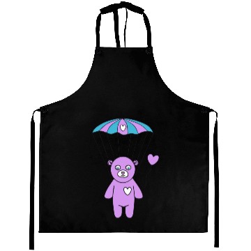 Discover Cheerful Purple Teddy bear with a Heart Balloon Aprons