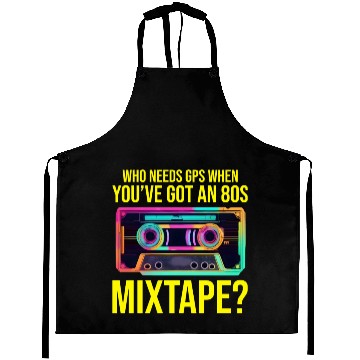 Discover Neon '80s Cassette Tape: Nostalgic Retro Vibes Aprons