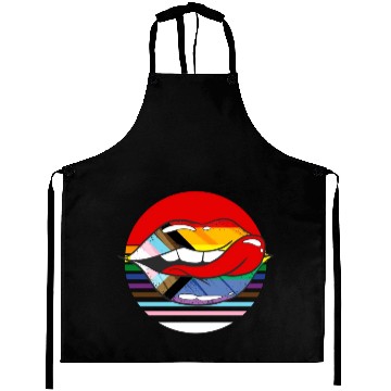 Discover Retro Progress Pride Flag LGBTQ Rainbow Lips Aprons
