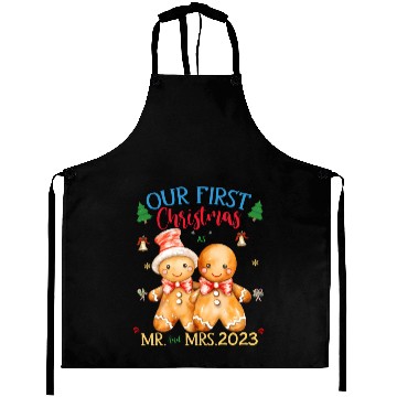 Discover gingerbread couple first Christmas Mr. and Mrs. Aprons