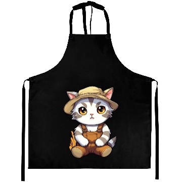 Discover Kawaii Cat Farmer Agriculturist Farming Cute Anime Aprons