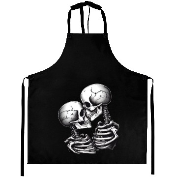 Discover Skeleton Kissing Lovers' Design: Eternal Embrace Aprons