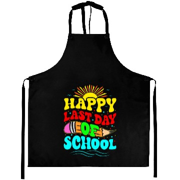 Discover Happy Last Day Of School Teacher Students Groovy Aprons