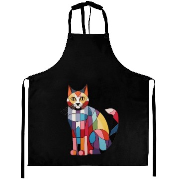 Discover Colorful Kitty - Geometric Aprons