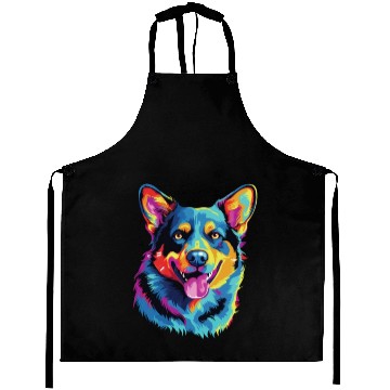 Discover Watercolor Colorful Australian Cattle Dog Aprons