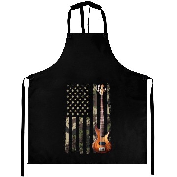Discover bass guitar american flag, funny bass player Aprons