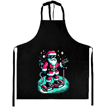 Discover Witty 8-Bit Cyberpunk Santa Aprons