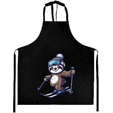Discover Relaxed Sloth Skier – Winter Fun on the Slopes Aprons