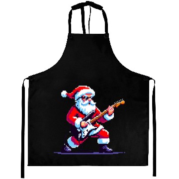 Discover Rocking Santa 8-Bit Pixel Art Aprons