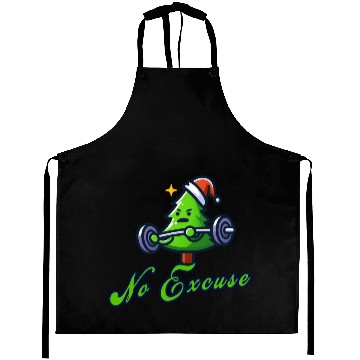 Discover No excuse, funny christmas tree on gym Aprons
