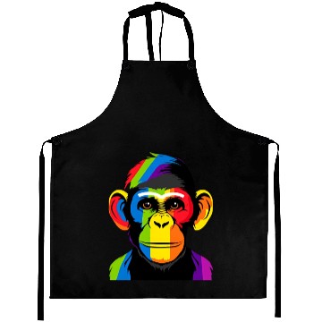Discover Expressive Chimpanzee in Colorful Graphic Artwork Aprons