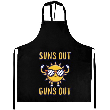 Discover Suns Out Guns Out! Funny Sun Cartoon Aprons