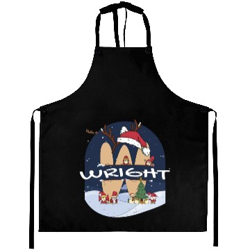 Discover Awesome Wright Name w Santa Hat in Xmas Theme Aprons