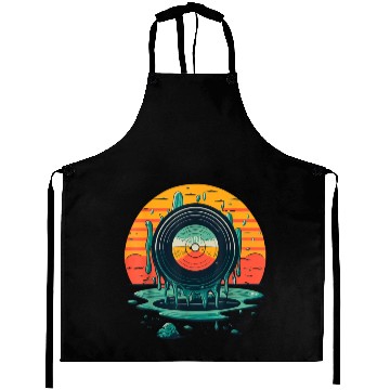 Discover Melting Vinyl Record Sunset Music Lover Vintage Aprons
