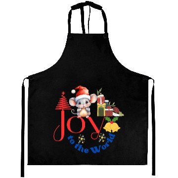 Discover Joy to the World Christmas combination art white Aprons