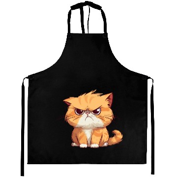 Discover Cat is realy grumpy - A orange grumpy cat Aprons