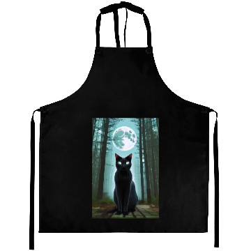 Discover Black Cat and Full Moon Aprons