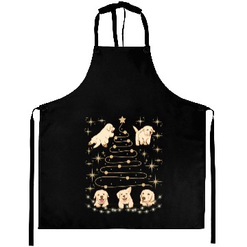 Discover Festive Puppies Christmas Tree Design Aprons