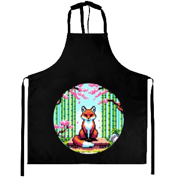 Discover Fox Zen Garden: Pixel Serenity Aprons