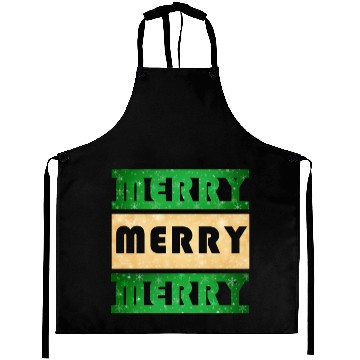 Discover Merry Merry Merry Green and Gold Aprons