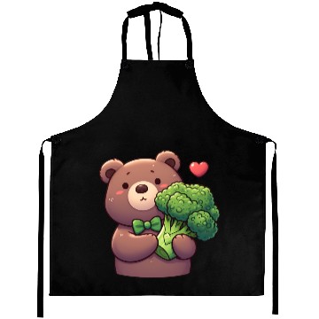 Discover Bear in love hugs huge broccoli Aprons